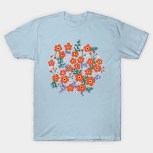 Buttercup garden in coral and lavender T-Shirt